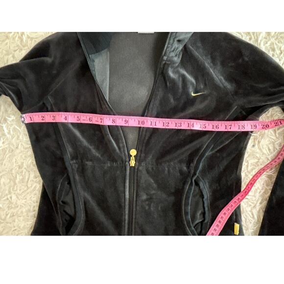 Nike Women's Size M Black Velour Zip Up Ribbed Collar Track Jacket #0611 - Picture 10 of 11
